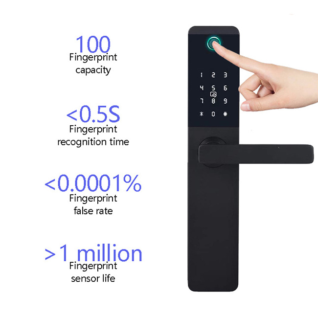 Safety Aluminium European Door Lock Smart Panel Hidden Blue Tooth Hotel Door Lock Tuya Smart Keypad Password Door Lock