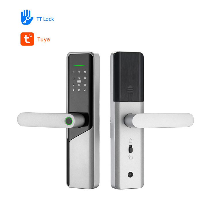 Intelligent Biometric Door Handle Security Digital Keyless Lock Wifi App Smart Door Lock without Tuya Ttlock Fingerprint