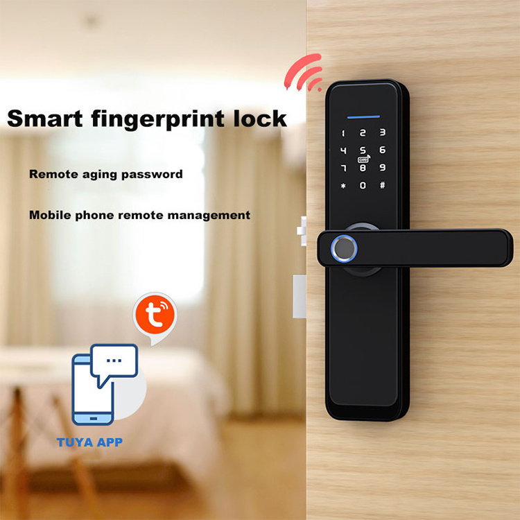 Front Hotel Mobile Control Keyless Biometric Electronic Ttlock Tuya Wifi Digital Fingerprint Smart Door Lock