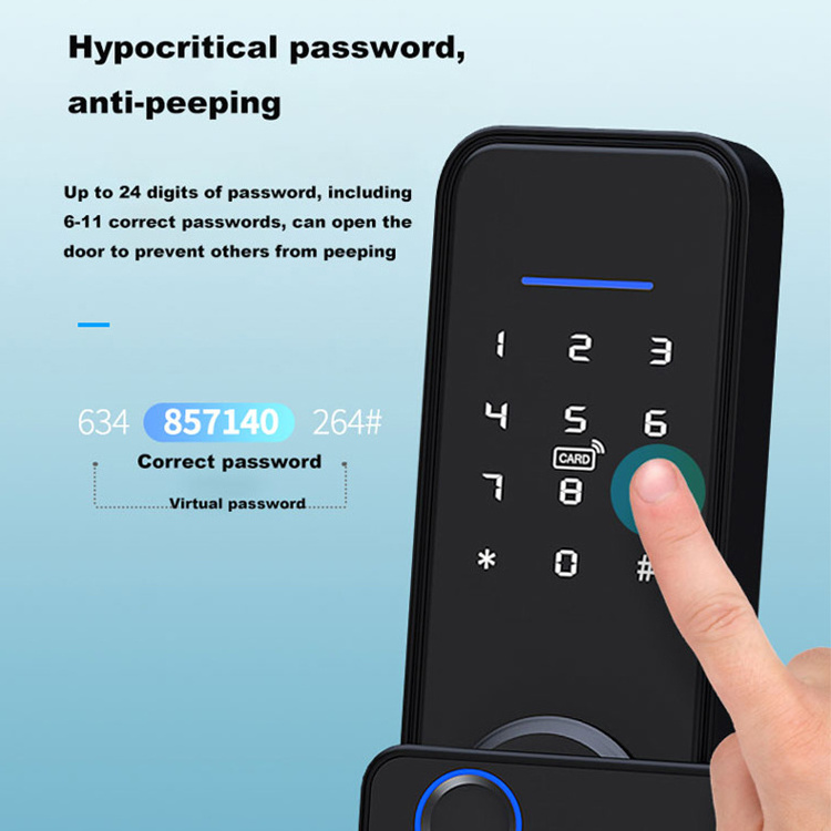 Front Hotel Mobile Control Keyless Biometric Electronic Ttlock Tuya Wifi Digital Fingerprint Smart Door Lock