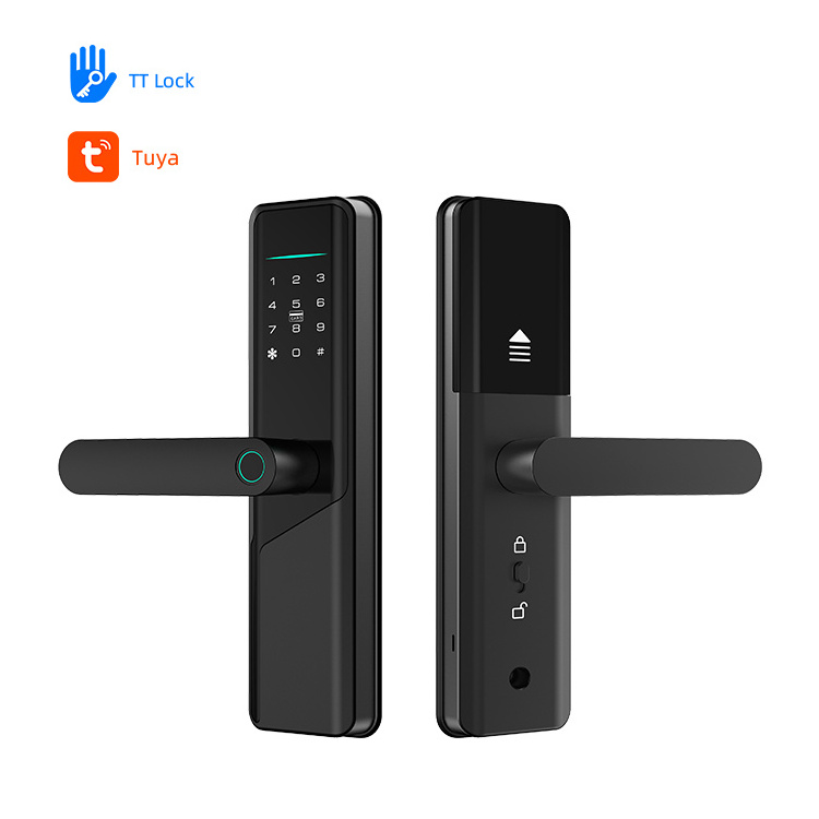 Intelligent Biometric Door Handle Security Digital Keyless Lock Wifi App Smart Door Lock without Tuya Ttlock Fingerprint