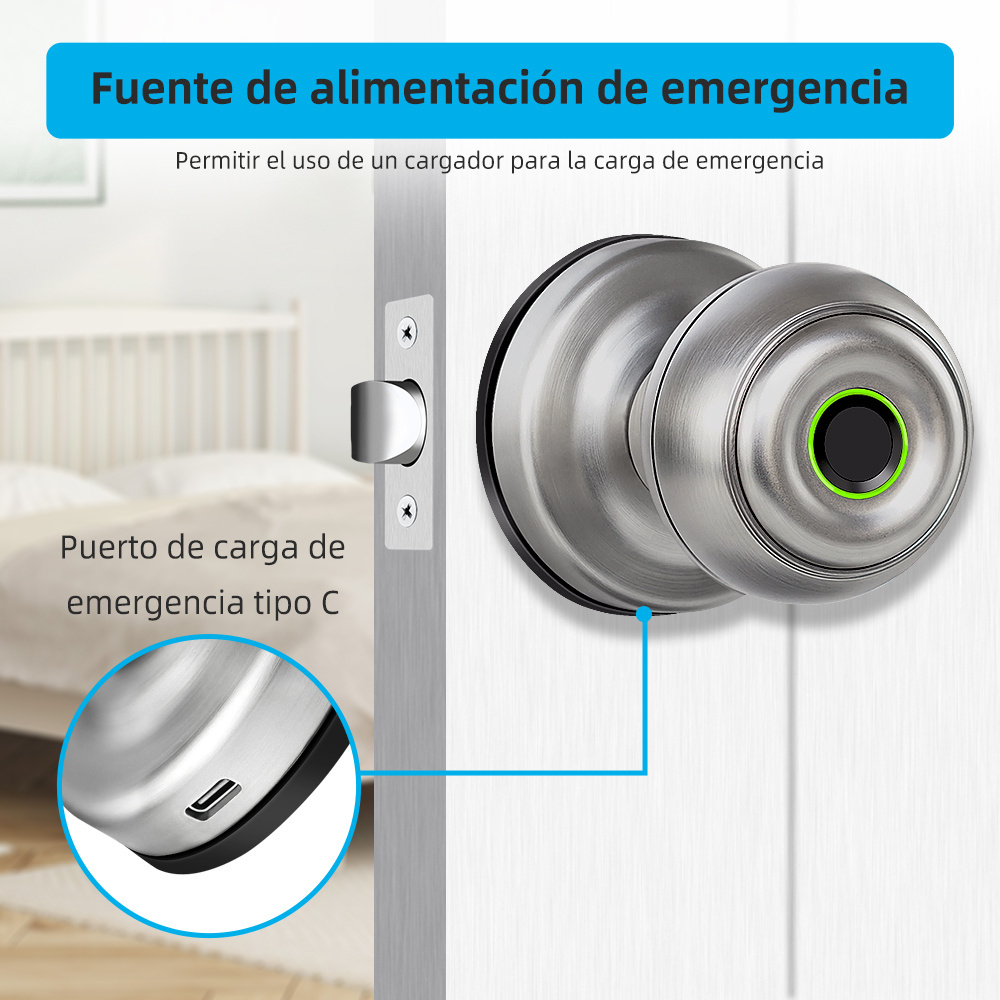 Free Shipping Smart Biometric Electric Wifi Tuya Cylindrical Round Stainless Steel Door Lock keyless Smart Knob Door Lock