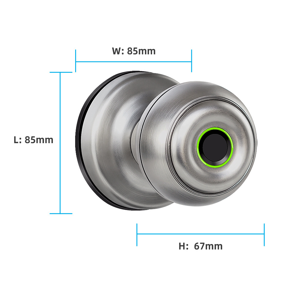 Free Shipping Smart Biometric Electric Wifi Tuya Cylindrical Round Stainless Steel Door Lock keyless Smart Knob Door Lock