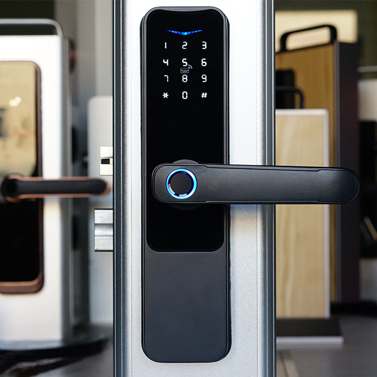 New Product Biometric Fingerprint Door Handle Digital Keyless Lock Tuya Wifi App Smart Door Lock