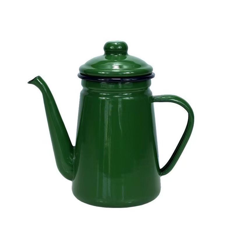 Superior quality korea modern yellow 1.1L enamel tea kettle enamel camping coffee kettle coffee pot