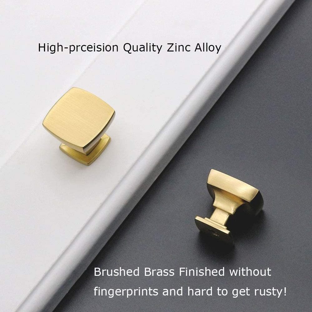 Popular Furniture Matte Gold Solid Drawer Knobs Square Brass Dresser Handle Knobs for Cabinets