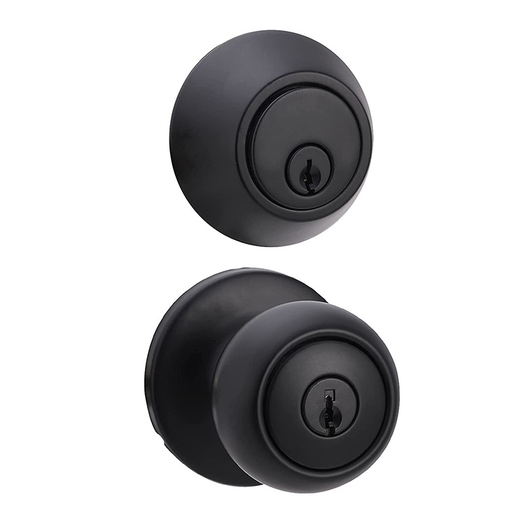 Hot Sell Matte Black Handle Knob Single Cylinder Deadbolt Paddle Entry Door Lock