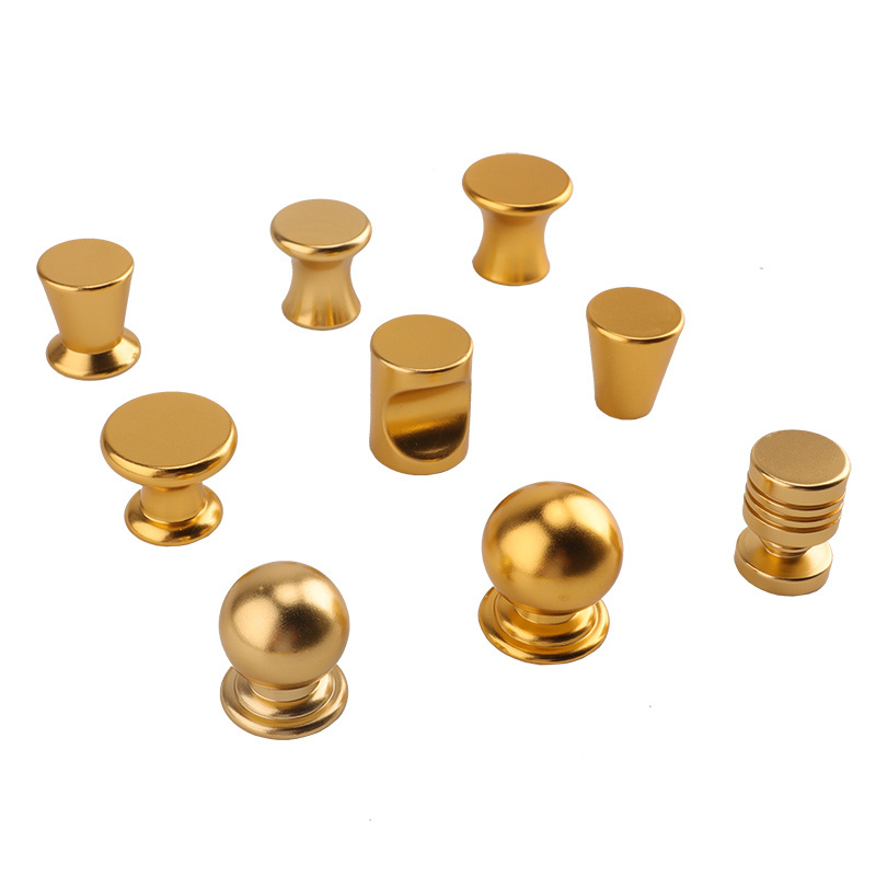 Round Brass Drawer Handle Wardrobe Door Cabinet Pulls Single Hole Gold Small Bedroom Furniture Hardware Fitting