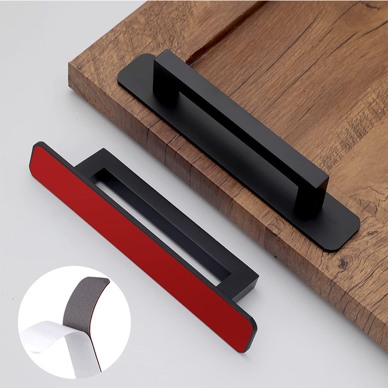 Durable Matte Black Square Cabinet Handles with Base Plate Stainless Steel for Kitchen Drawers Dressers Bedroom Office Use