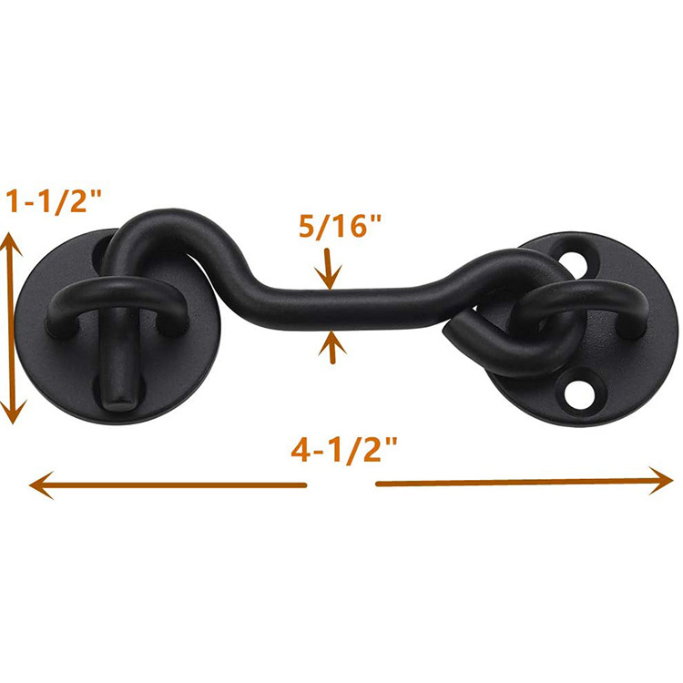 Door Hardware accessory Easy Lock for Barn Door Black 4 inch Privacy Hook Eye Latch