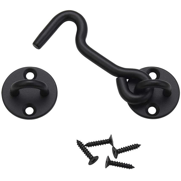 Door Hardware accessory Easy Lock for Barn Door Black 4 inch Privacy Hook Eye Latch