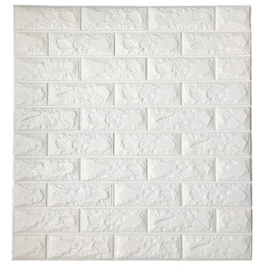 Adhesive 3D Wall Panels Peel White Foam Brick Wallpaper