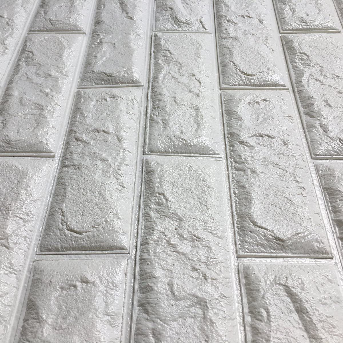 Adhesive 3D Wall Panels Peel White Foam Brick Wallpaper