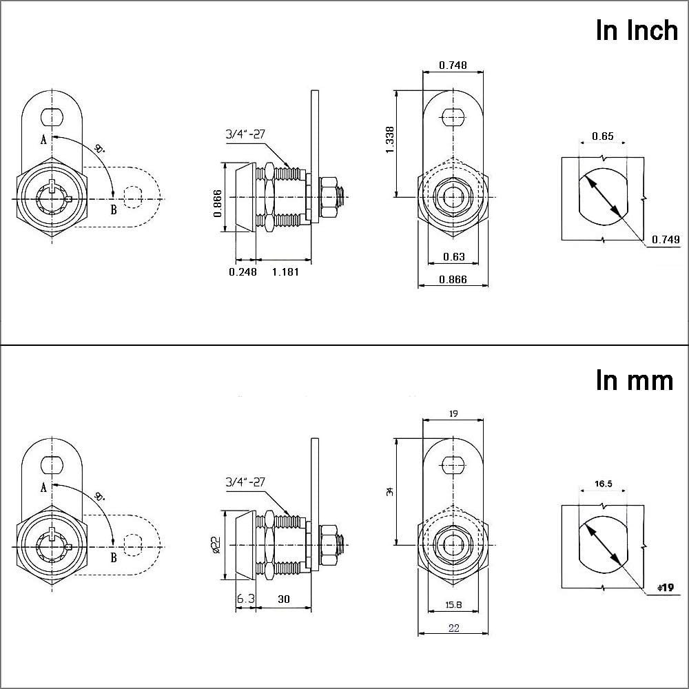 factory customized Security Lock 16/20/25/30mm Cabinet Locks Filing Cabinet Post Mailbox Security Furniture Locks With 2 Key