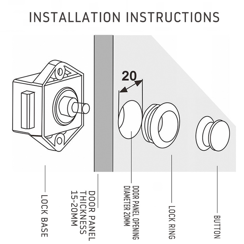 Diameter 20mm Camper Car Push Lock RV Caravan Boat Drawer Latch Button Locks For Furniture Hardware