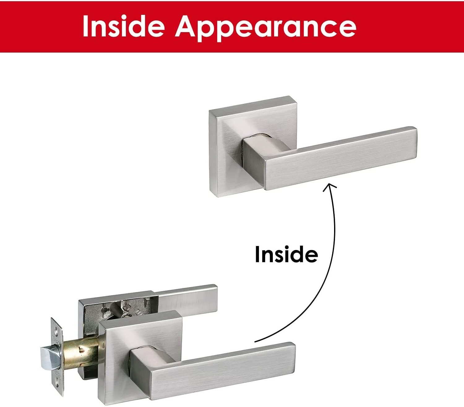 Heavy Duty Satin Nickel Finish Steel and ABS Lever Handle Lock for Passage Door for Wood Door in Cloakroom or Closet