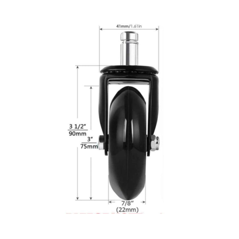 Heavy Duty Office Chair Caster Wheels Replacement Rubber Chair Casters for Hardwood Floors and Carpet