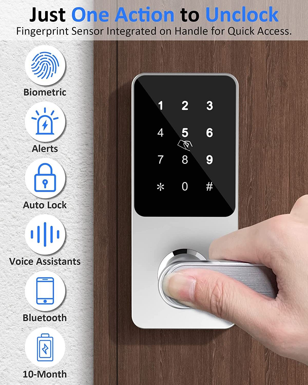 TT Lock Keyless Entry Door Smart Fingerprint Door Lock Lever Handle Smart Lock with TT app