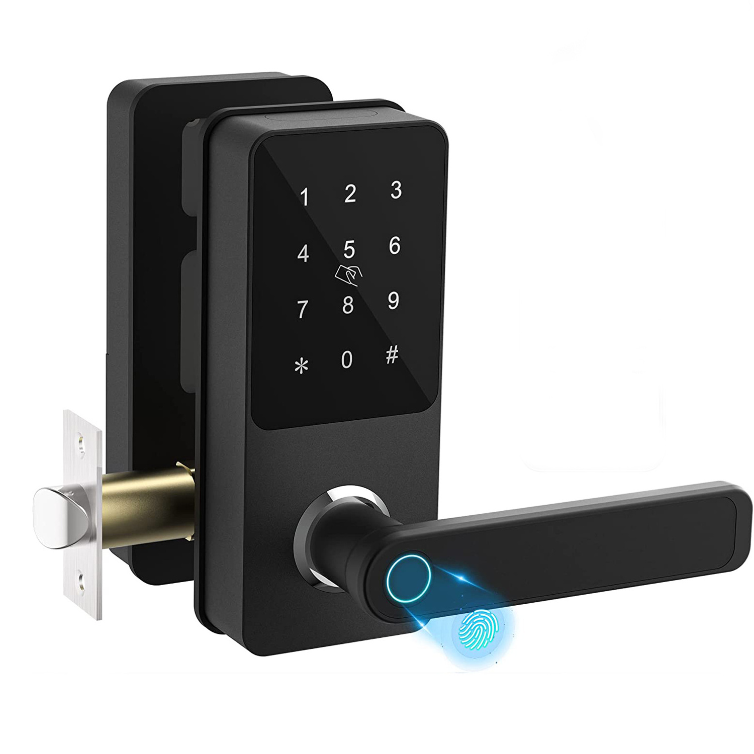 TT Bluetooth Smart Lock Keyless Digital Fingerprint Lever Handle Entry Door Lock Set