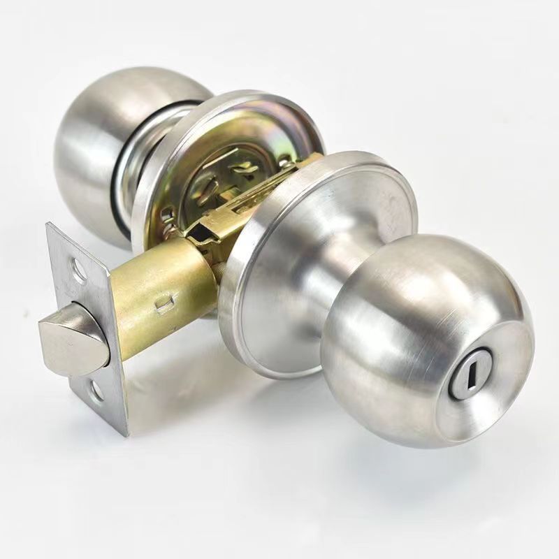 Satin Nickel Door Knobs with Lock and Keys Interior Exterior Door Lock for Bedroom or Bathroom Entry Door Handles