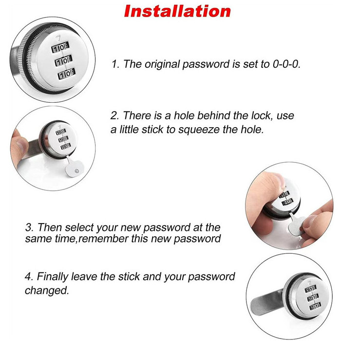 Combination Cam Lock for Drawer 90 Degree Rotation Cabinet Lock Bright Chromium Zinc Alloy