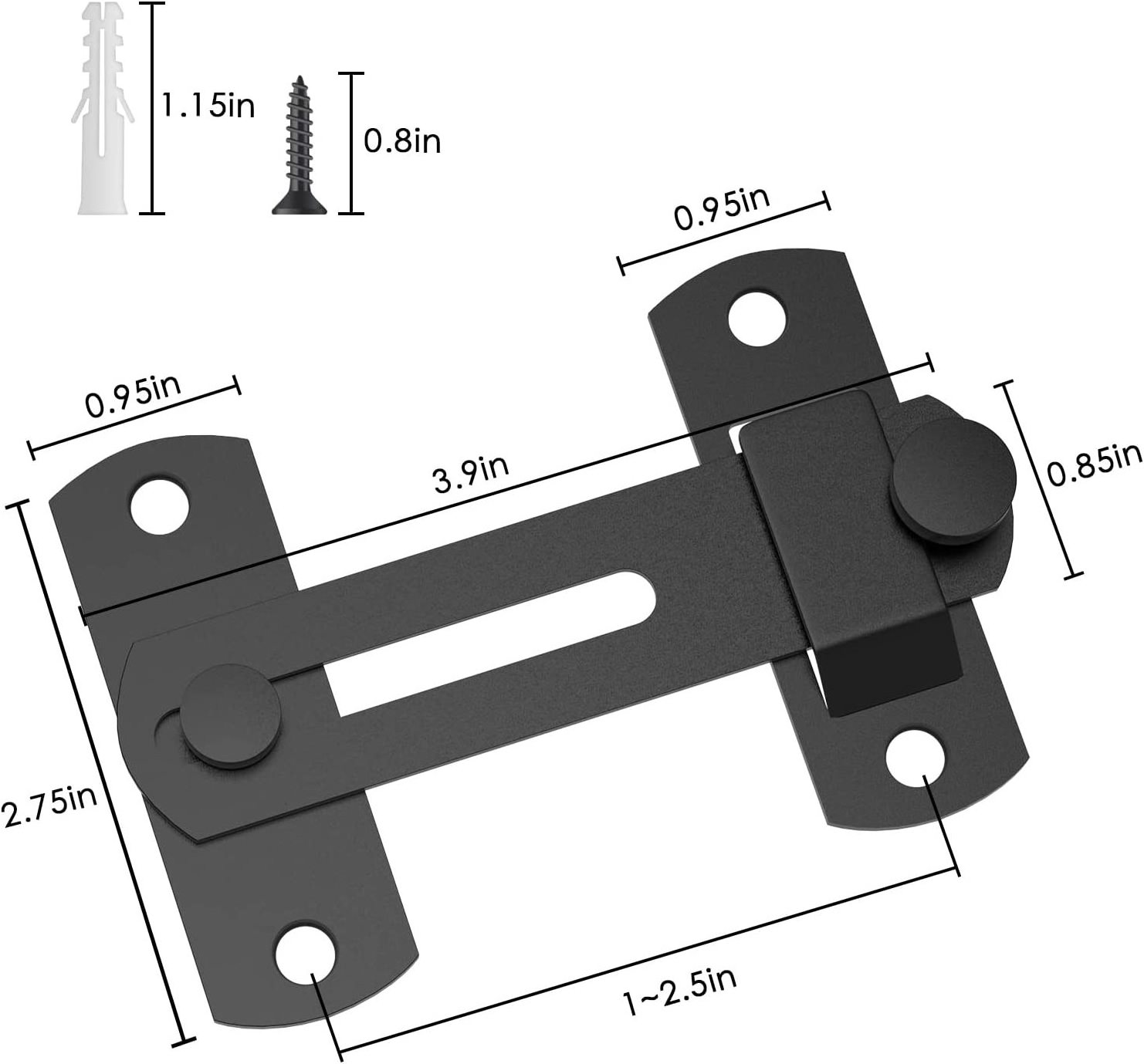 Stainless Steel 304 Gate Flip Latch Matt Black Heavy Duty Safety Barn Door Bolt Sliding Door Latch