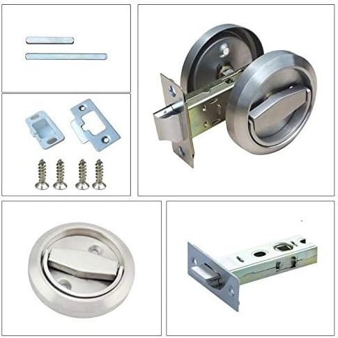 Stainless Steel Corridor Door Locks Cabinet Ring Pulls Furniture Hidden Recessed Pocket Lock Privacy Sliding Door Latch