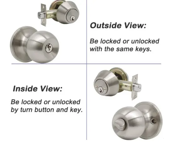 Combo Entry Entrance Keyed Door Knob Lock Set Door Knobs and Double Cylinder Deadbolt