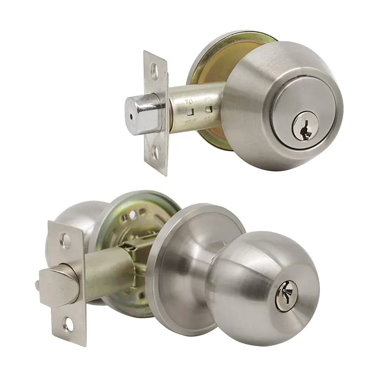 Combo Entry Entrance Keyed Door Knob Lock Set Door Knobs and Double Cylinder Deadbolt