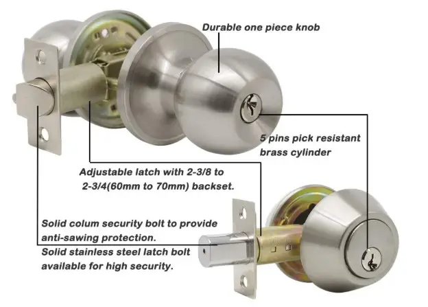 Combo Entry Entrance Keyed Door Knob Lock Set Door Knobs and Double Cylinder Deadbolt