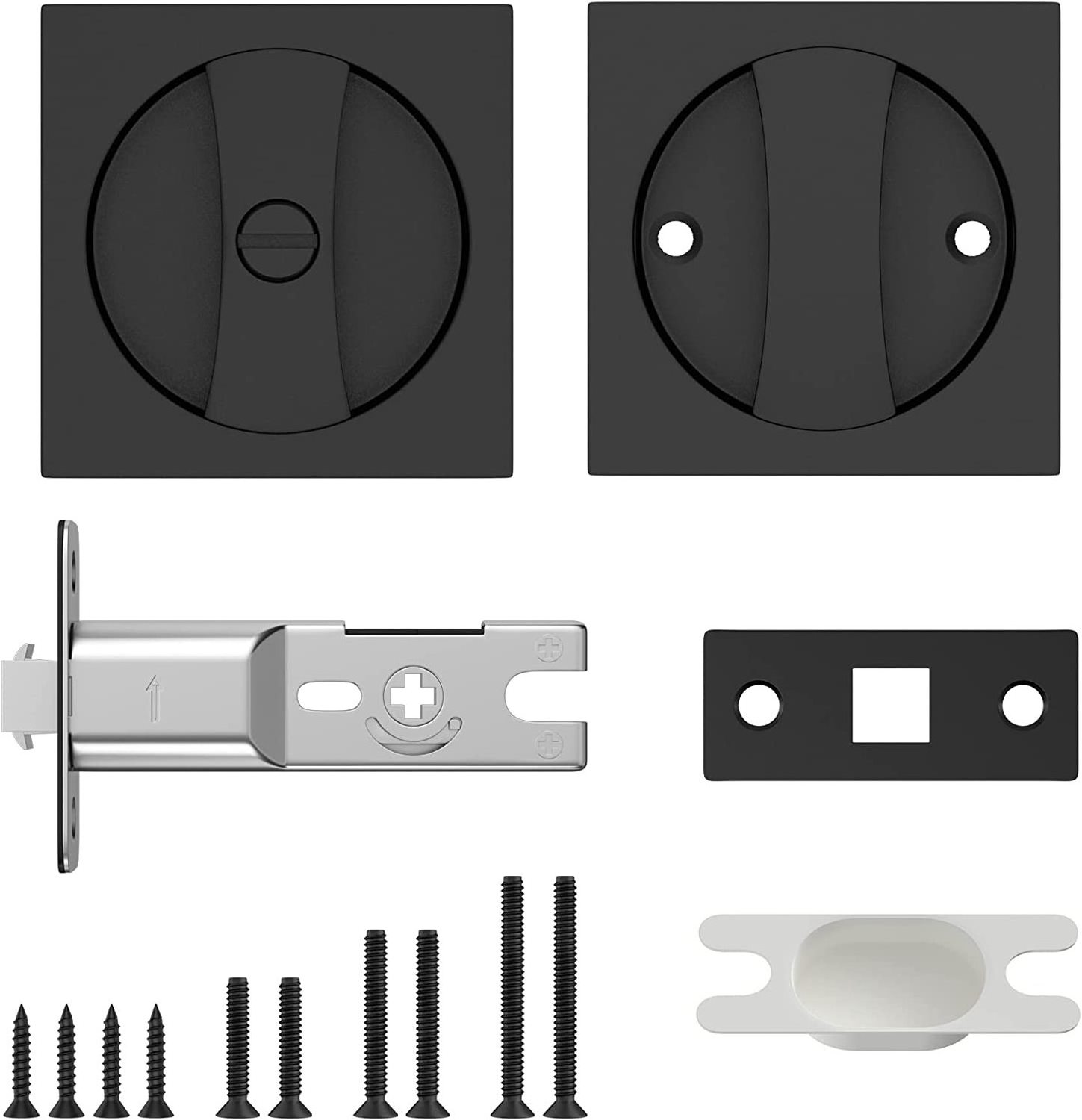 Pocket Door Hardware Matt Black Privacy Locks Square Pocket Door Latches with Recessed Pulls