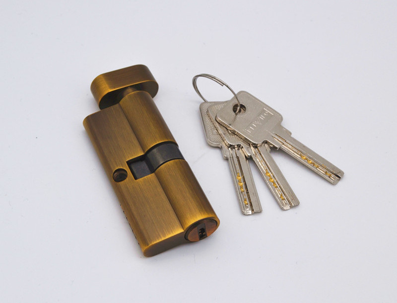 Solid Brass Cylinder Anti Theft Storm Door Lock Single Open 60mm European Door Lock Cylinder with 3 Key