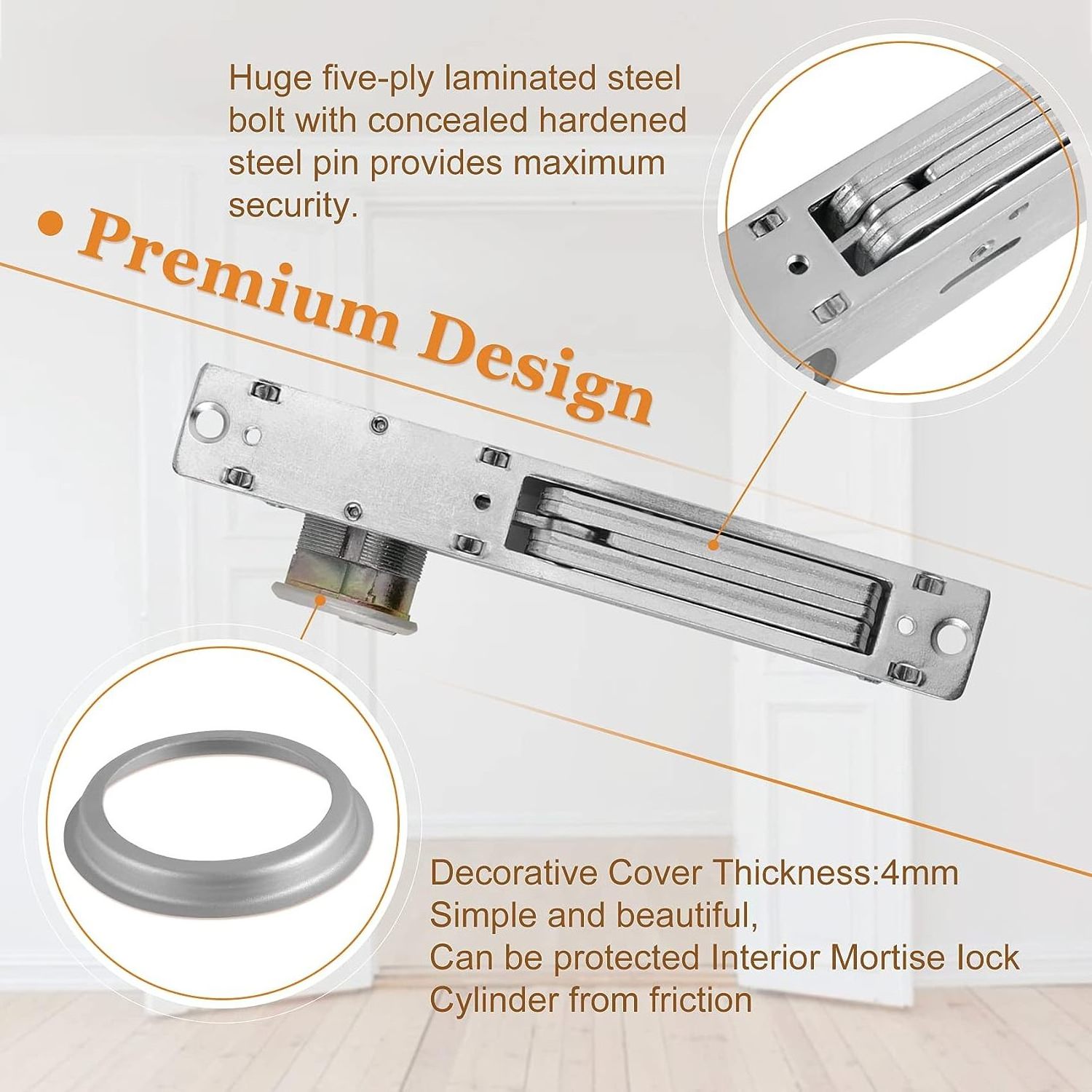 Storefront Door Mortise Lock Hook Deadbolt Aluminum Double Cylinder Deadbolt Lock Set for Storefront Entry Doors