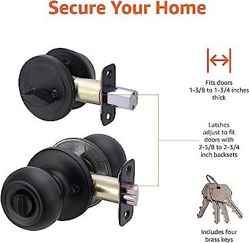 Manufacturer Supply Matte Black Basics Exterior Door Knob With Lock Deadbolt