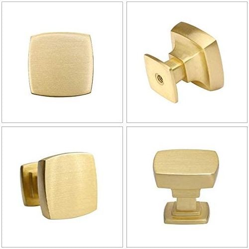 Popular Furniture Matte Gold Solid Drawer Knobs Square Brass Dresser Handle Knobs for Cabinets