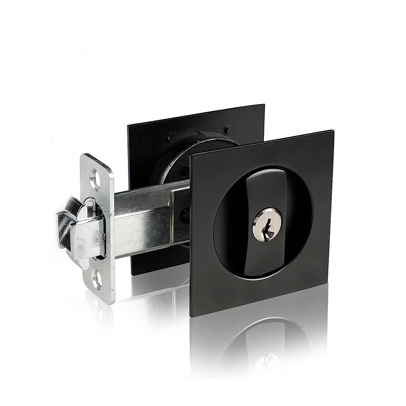 Sliding Door Pocket Lock Matt Black Entrance Type with Keys