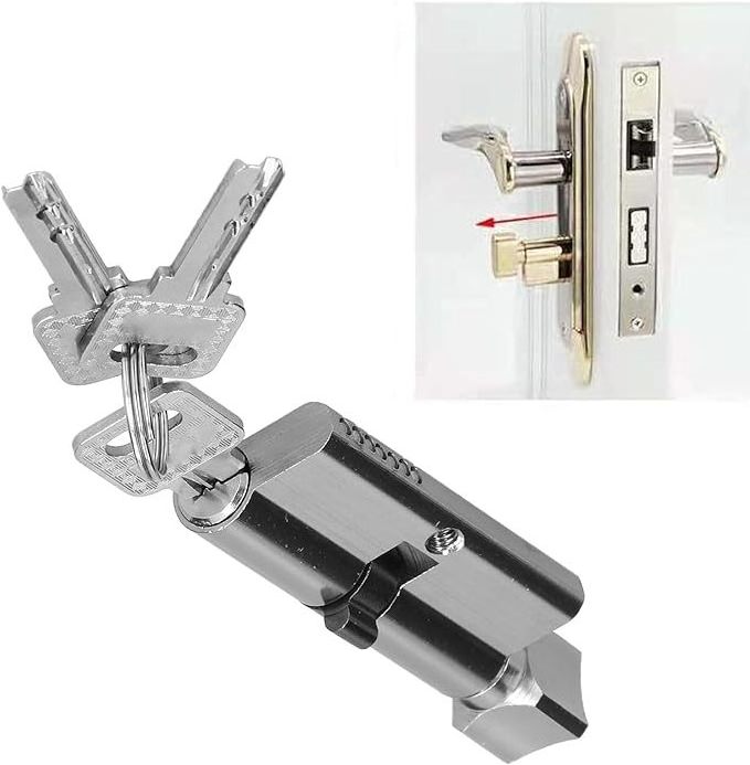 Anti-Theft Indoor Bedroom Safety Lock Cylinder Key Cylinder Aluminum Iron Alloy with 3 Keys for Door Thickness 35-50mm