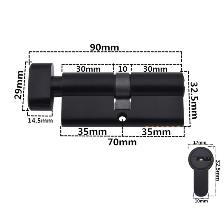 70mm euro profile double side cylinder door lock with keys