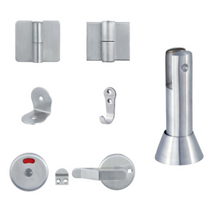 China Wholesale Stainless Steel Bathroom Washroom Cubicle Door Lock Hardware Set Adjustable Legs Fittings Toilet Partition