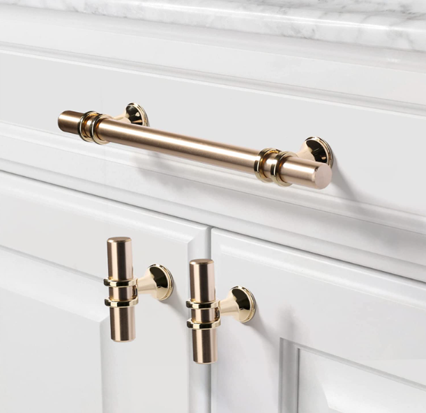 3-Inch Gold Kitchen Hardware Pulls Luxury Gold Cabinet Handles Hole Hole Center Hollow Stainless Steel Alloy Doors Bedrooms