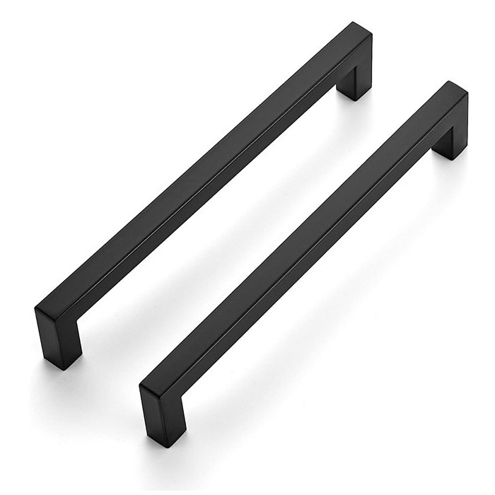 Matte Black Square Cabinet Handles Matte Black Kitchen Cabinet Pulls & Drawer Pulls Multi-Purpose Door & Closet Handles