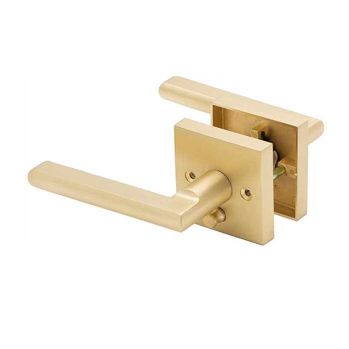 Heavy-Duty Gold Door Handles Interior Wood Door Lock with Durable Privacy Door Levers Zinc Alloy for Bathroom Use