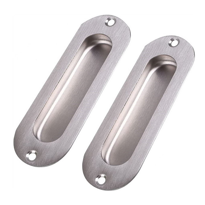 Hidden Recessed Pull Handle Stainless Steel Oval Flush Concealed Furniture Handle for Door Drawer Cupboard Cabinet Sliding Door