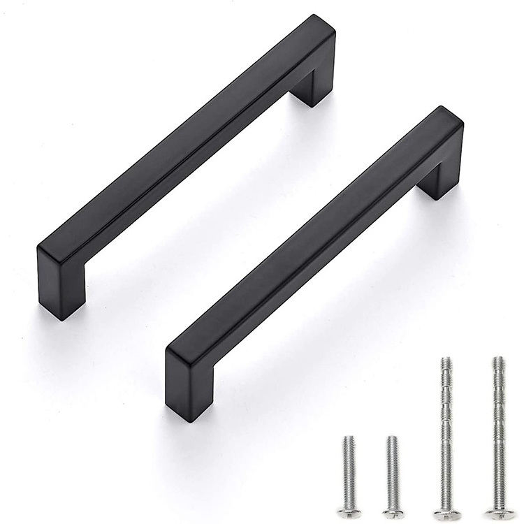 Matte Black 76mm Drawer Pulls Durable Kitchen Cabinet Hardware & Handles for Kitchen Office Hotel Home & Closet 128mm Door Usage