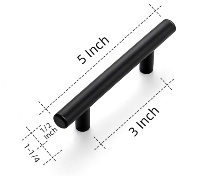 5 inch Cabinet Pulls Matte Black Stainless Steel Kitchen Drawer Pulls Cupboard Pulls Cabinet Handles with 3 inch Hole Center