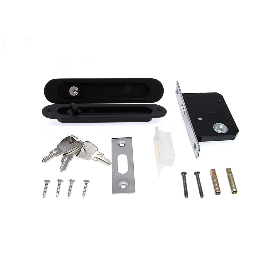 Sliding Door Lock Invisible Recessed Handle Latch with 3 Keys for Interior Doors