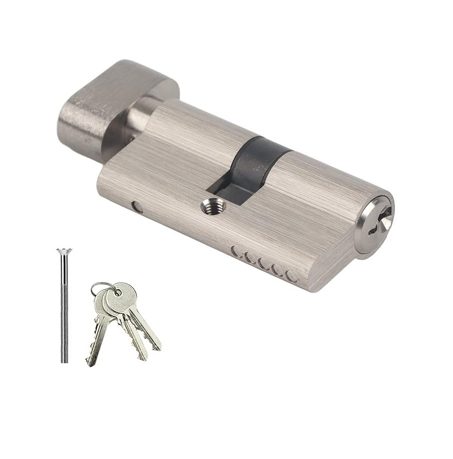 60mm Anti-Theft Euro Cylinder Lock Set Dual Open Copper and Stainless Steel with Brass Door Cylinder Pick Set & Keys for Safe