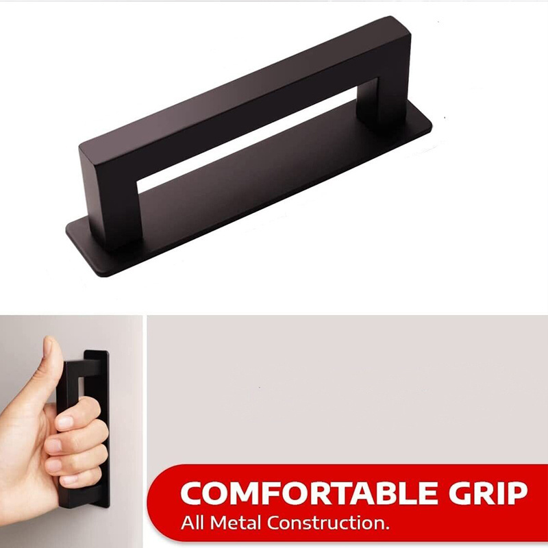 Black Stainless Steel Drawer Handles Self-Adhesive Sliding Door Board Handles Drill & Punch Free for Kitchen Cabinet Dresser