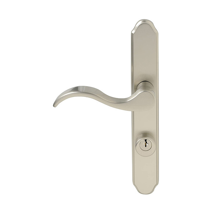 Popular Satin Nickel Durable Door Handle Lock Front Rear Lever Cylinder Home Security Latch With Keys Double Door