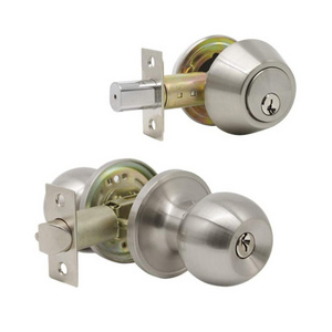 Stainless Steel Ball Shape Exterior Door Knob Lockset with Single Cylinder Deadbolt